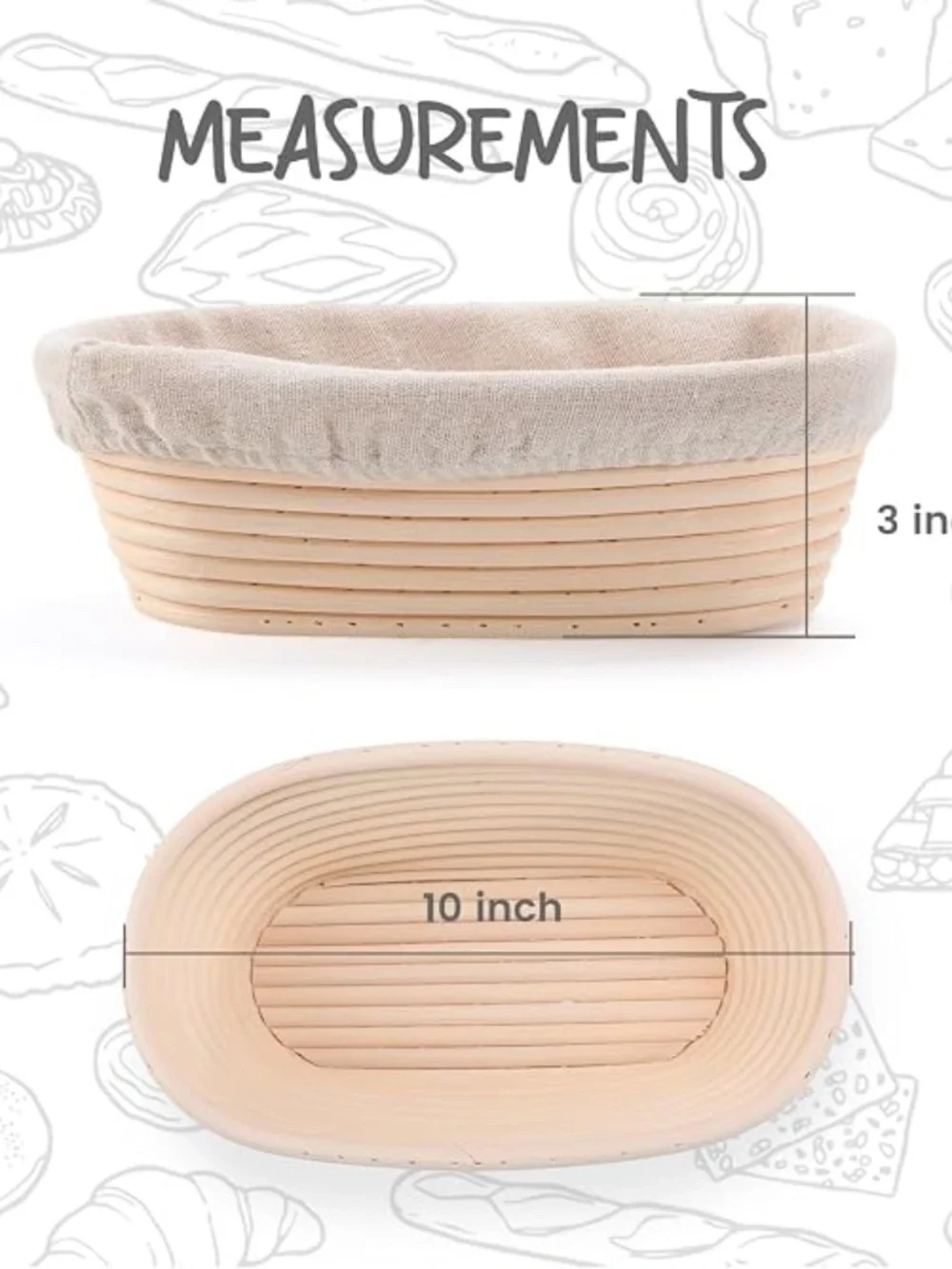 ‼️FINAL WEEKS‼️ Two 10-inch Sourdough Bread Proofing Banneton Basket and Liner